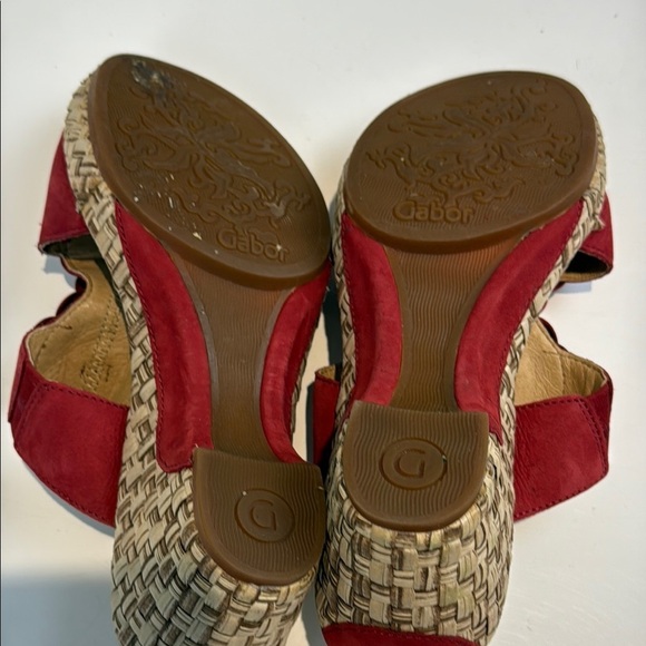 Gabor Red Sandals with Suede Straps and Cork Sole - Picture 6 of 10